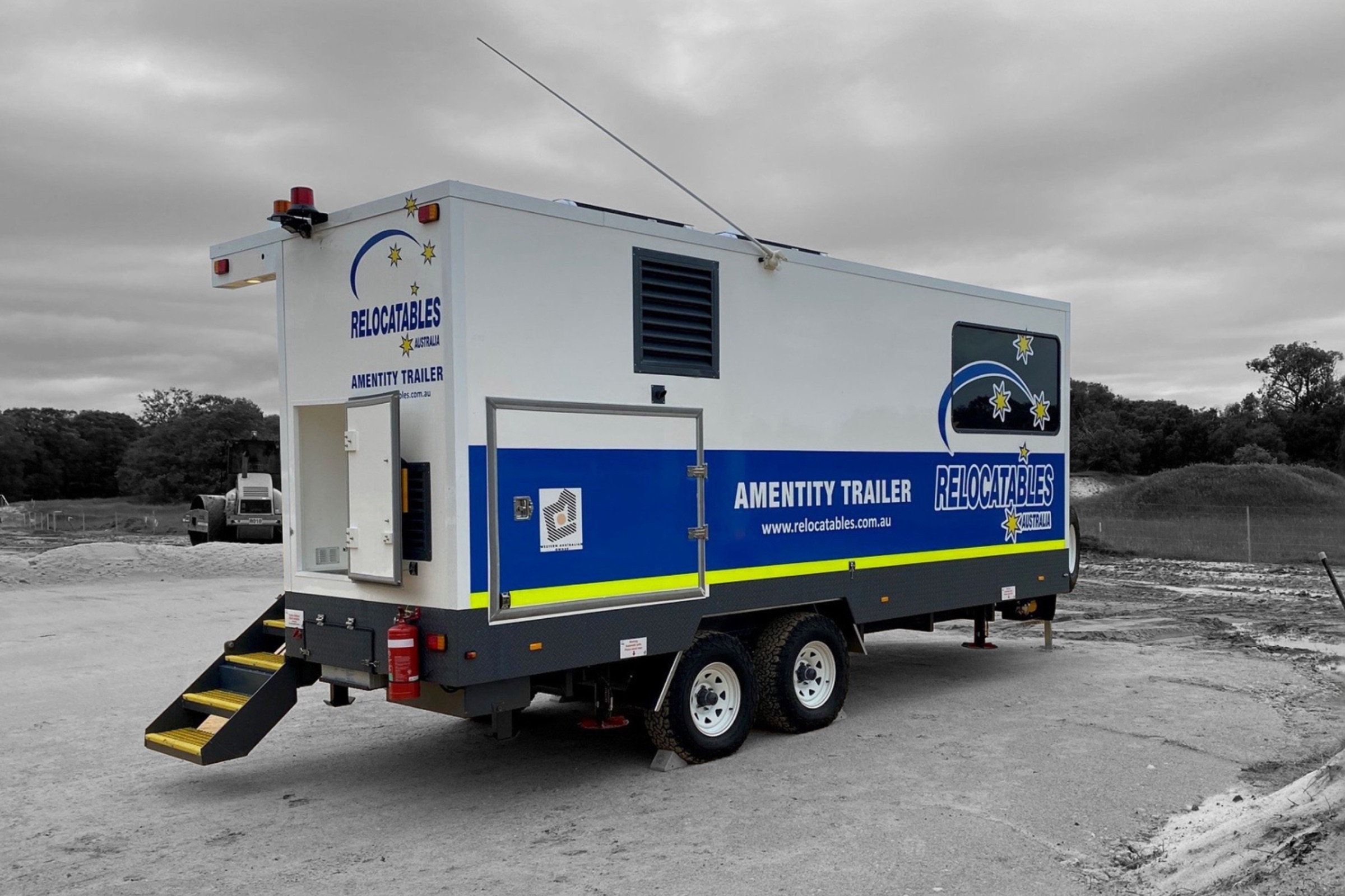 Relocatables amenity trailer, rear access