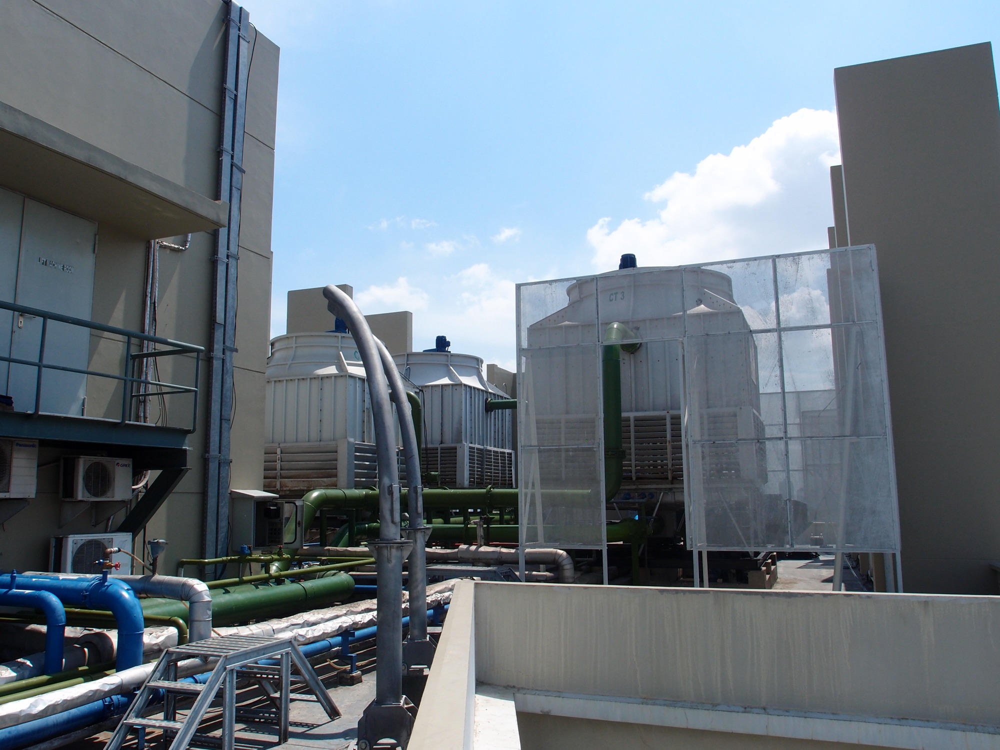 Cooling towers and process pipework