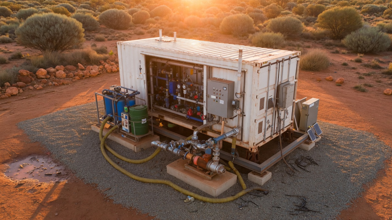 Containerised treatment plant in arid country